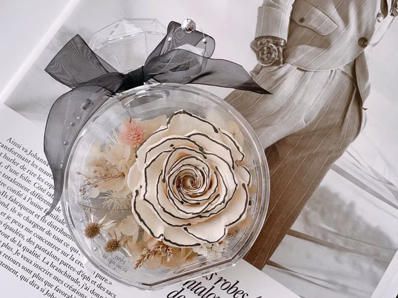 Miss。花謎 愛心永生玫瑰 香水瓶 花盒