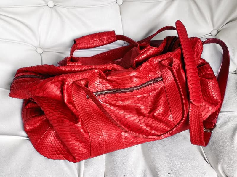 Snakeskin Weekender Duffle Bag Leather Weekender Bag Snakeskin Travel Bag