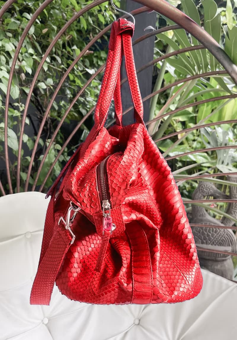 Snakeskin Weekender Duffle Bag Leather Weekender Bag Snakeskin Travel Bag