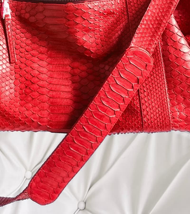 Snakeskin Weekender Duffle Bag Leather Weekender Bag Snakeskin Travel Bag