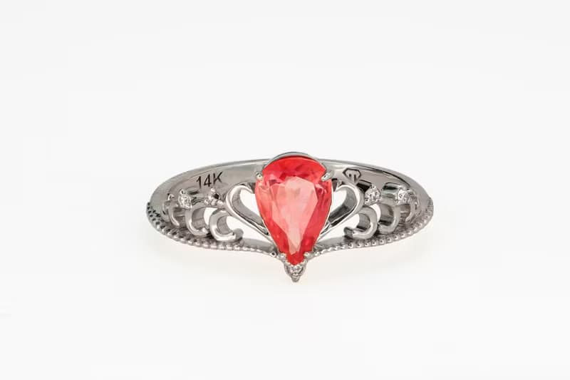 Tiara gold ring with pink tourmaline and diamonds