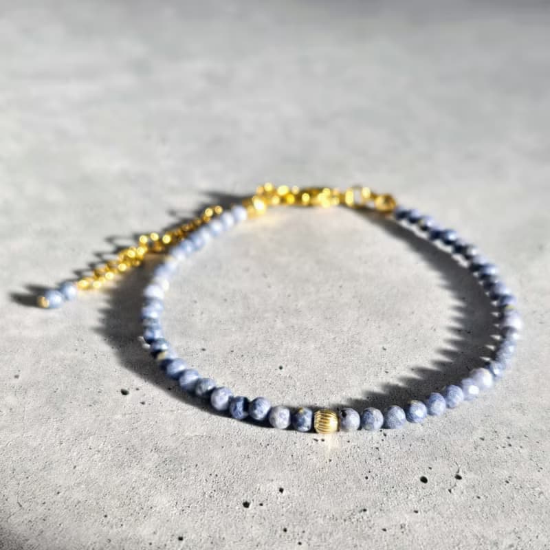 【日本製】ブルーコーラル ブレスレット – 14kgfビーズ / マグネット留め具 / 金属アレルギー対応