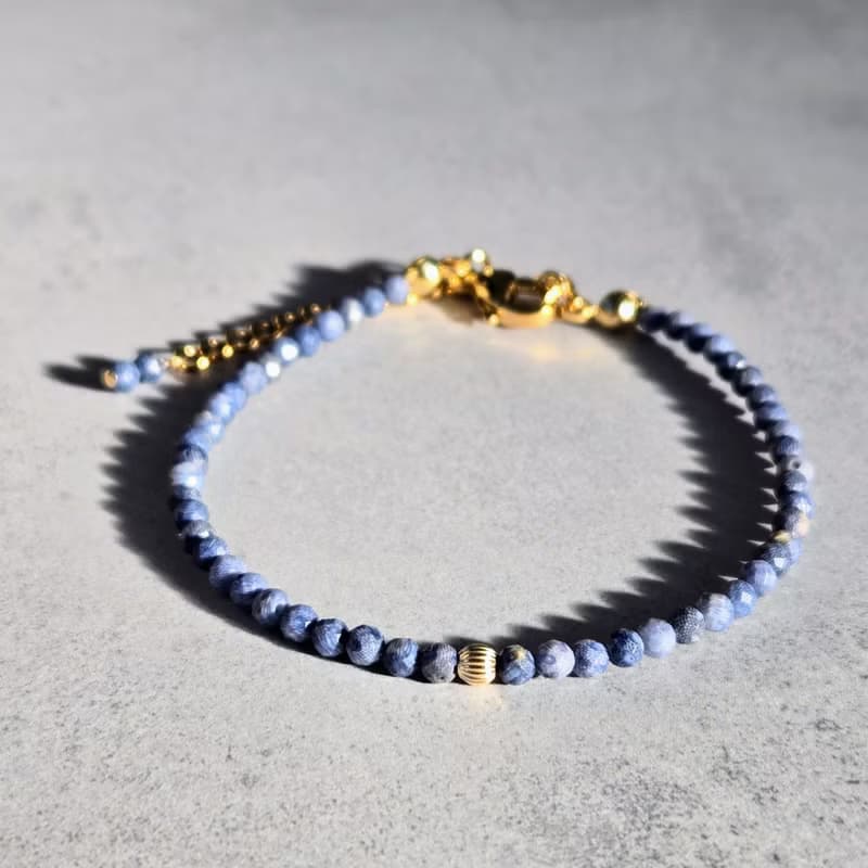 【日本製】ブルーコーラル ブレスレット – 14kgfビーズ / マグネット留め具 / 金属アレルギー対応