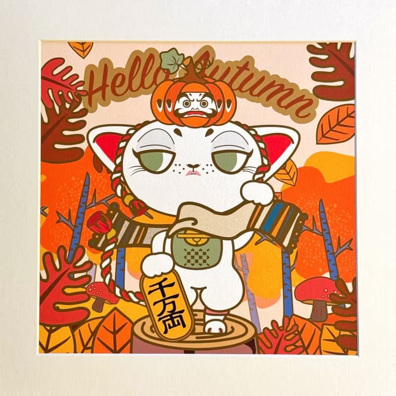 【招財貓】Mittsu Kumi 原創作品-卡紙框裝裱、藝術微噴畫