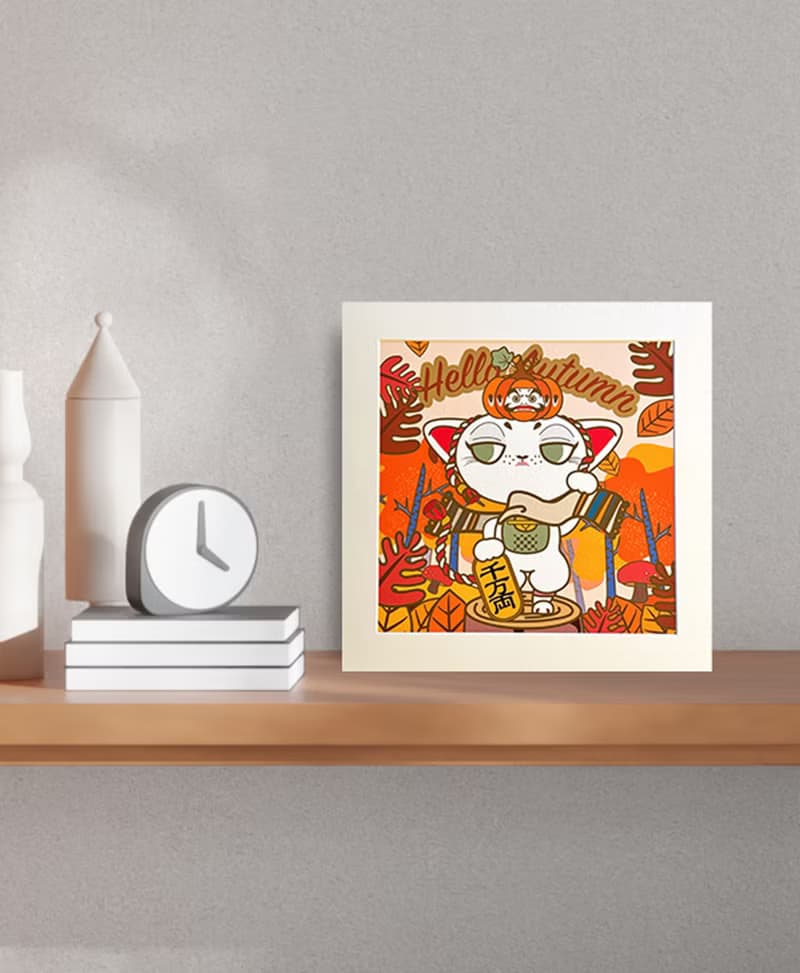 【招財貓】Mittsu Kumi 原創作品-卡紙框裝裱、藝術微噴畫