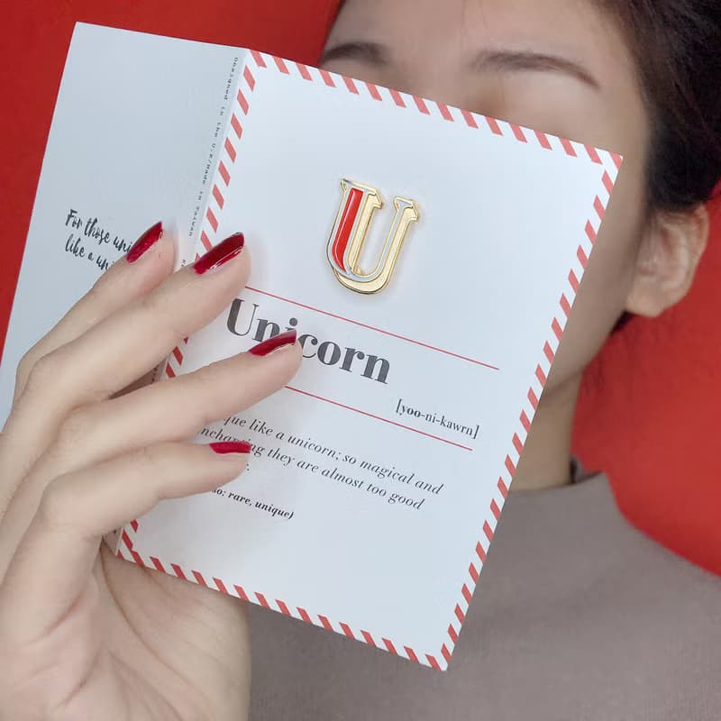 U / Unicorn -琺瑯徽章卡－附信封 開學季 情人卡 萬用字母卡