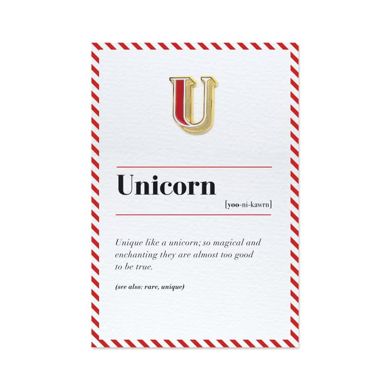 U / Unicorn -琺瑯徽章卡－附信封 開學季 情人卡 萬用字母卡