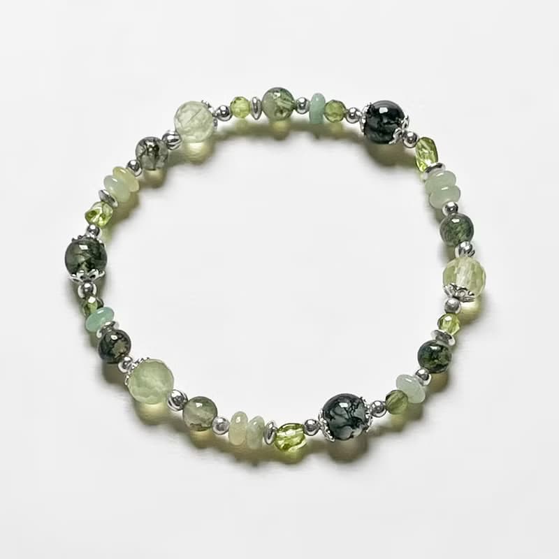 水草瑪瑙葡萄石925純銀手鍊