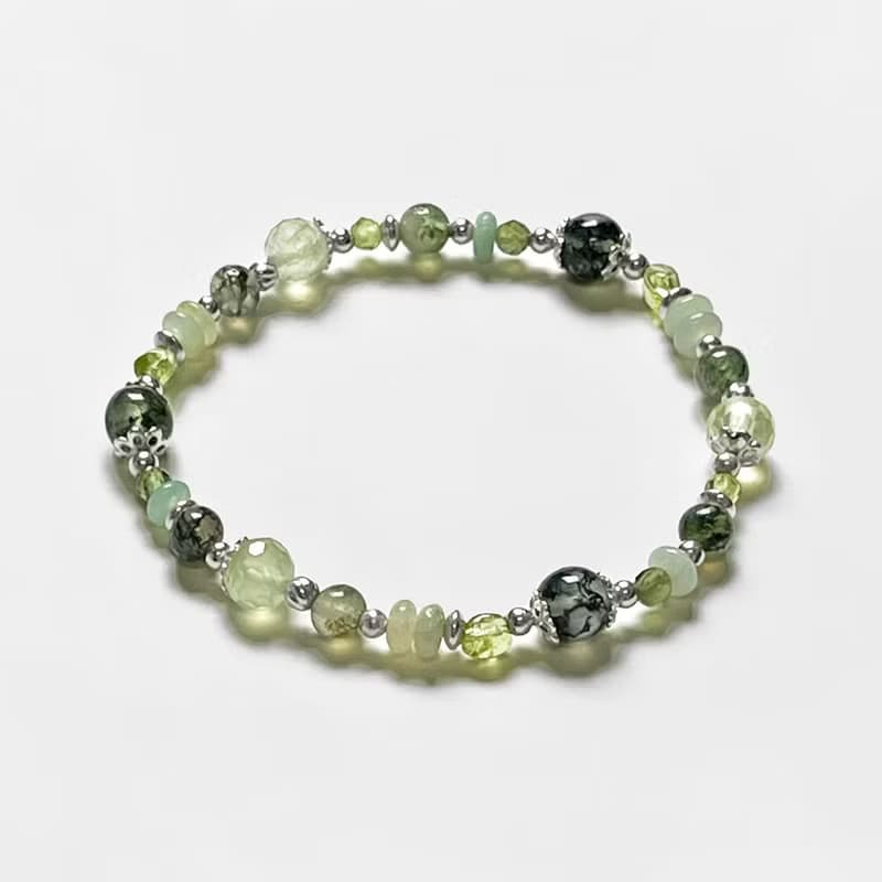 水草瑪瑙葡萄石925純銀手鍊