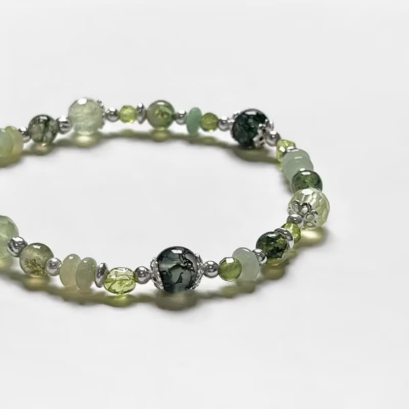 水草瑪瑙葡萄石925純銀手鍊