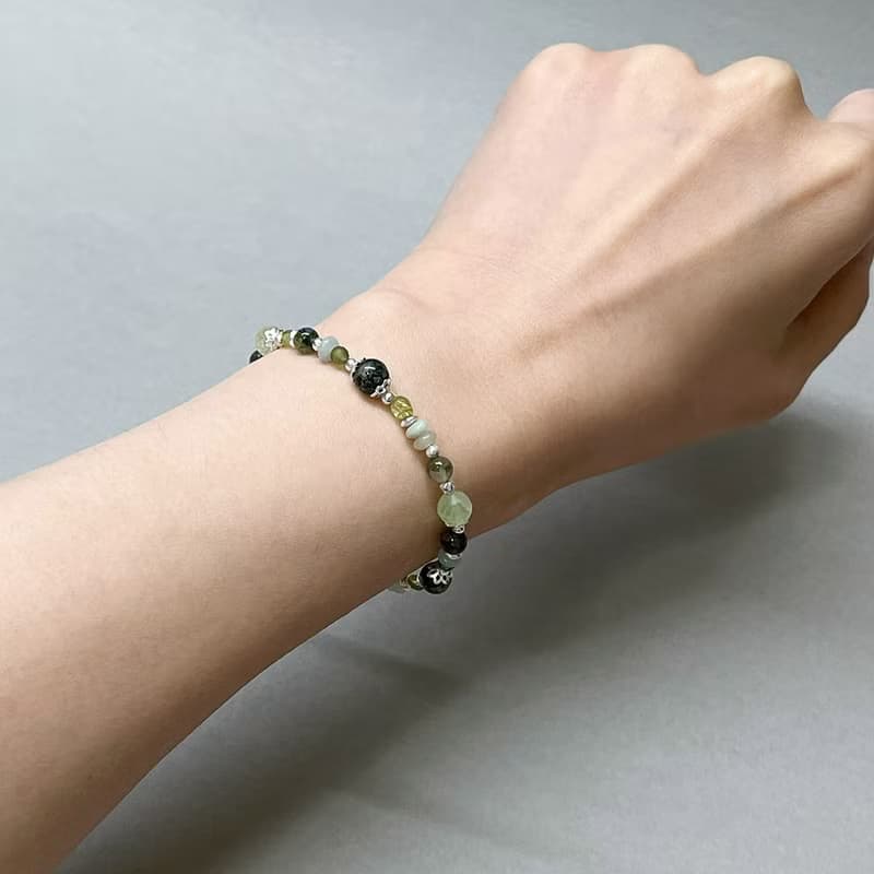 水草瑪瑙葡萄石925純銀手鍊