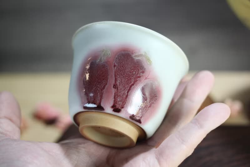 【送禮好物】140ml 汝窯 茶杯 銅紅彩繪 陶藝名家葉敏祥手作