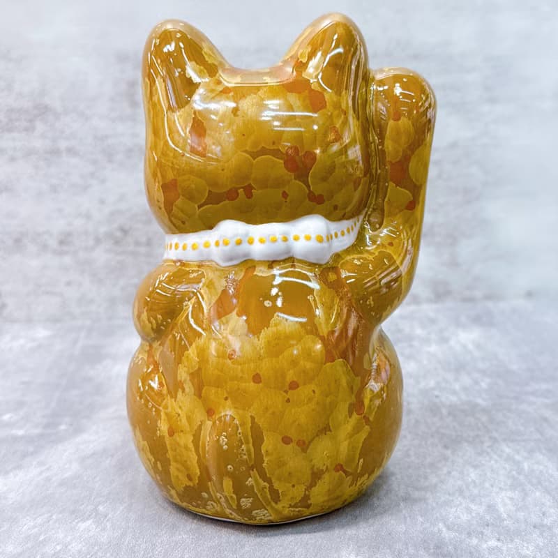 【朱釉億寶】日本清水燒招財貓 | 古地朱茶 億万両 右