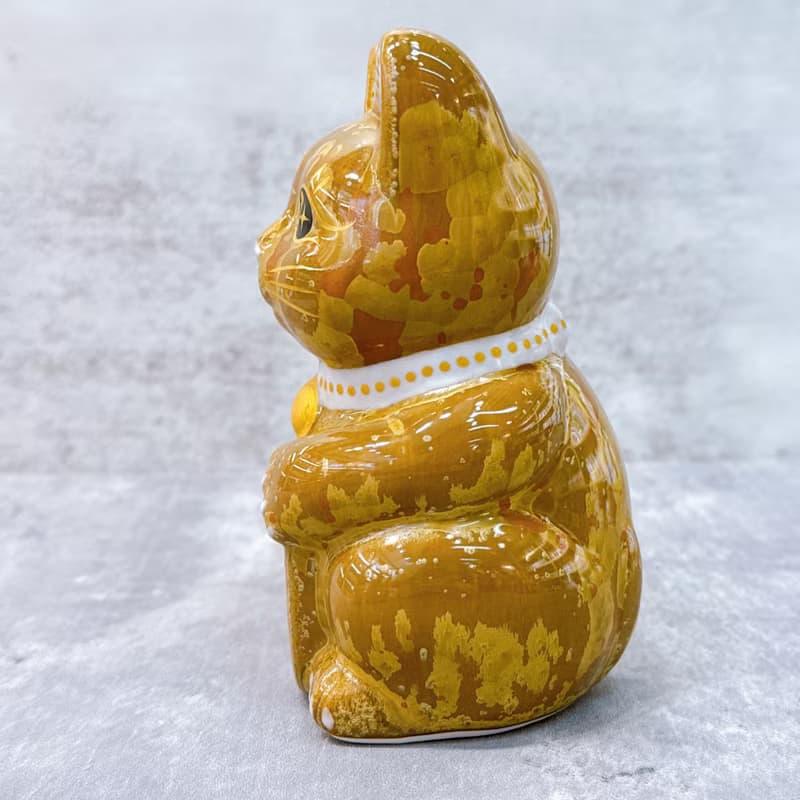 【朱釉億寶】日本清水燒招財貓 | 古地朱茶 億万両 右