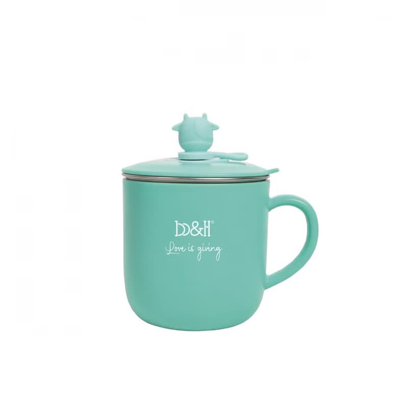 b&h 不銹鋼三合一保溫杯連蓋和吸管 - 粉藍色