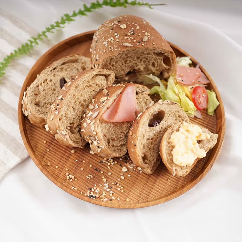 天然柚木圓型托盤/餐盤22cm-條紋款│不上漆原木製 露營野餐