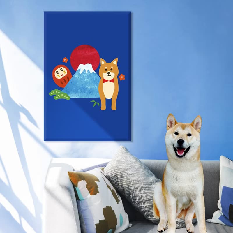 柴犬 富士山 無框畫 掛畫
