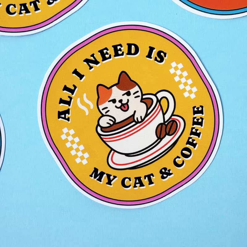 汪喵香港遊系列 | 貓咪/狗狗 × 咖啡 PVC貼紙