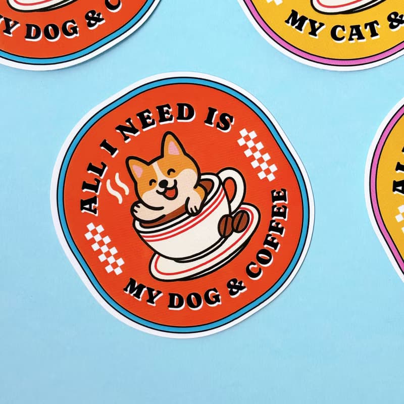 汪喵香港遊系列 | 貓咪/狗狗 × 咖啡 PVC貼紙