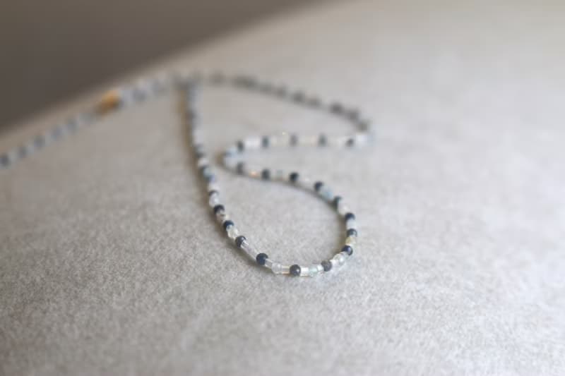 三月誕生石 項鍊 海藍寶 閃光石 天然石 - 高興 -