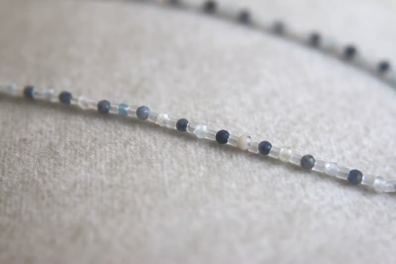 三月誕生石 項鍊 海藍寶 閃光石 天然石 - 高興 -