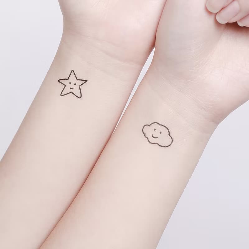 刺青紋身貼紙 - 雲朵 星星 Surprise Tattoos 2入