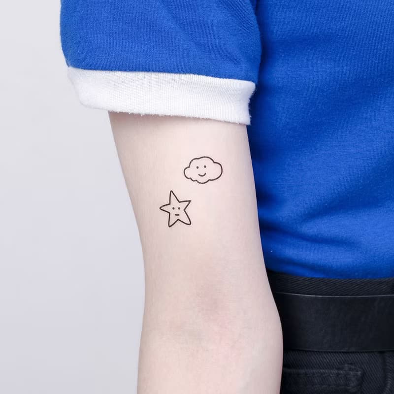 刺青紋身貼紙 - 雲朵 星星 Surprise Tattoos 2入