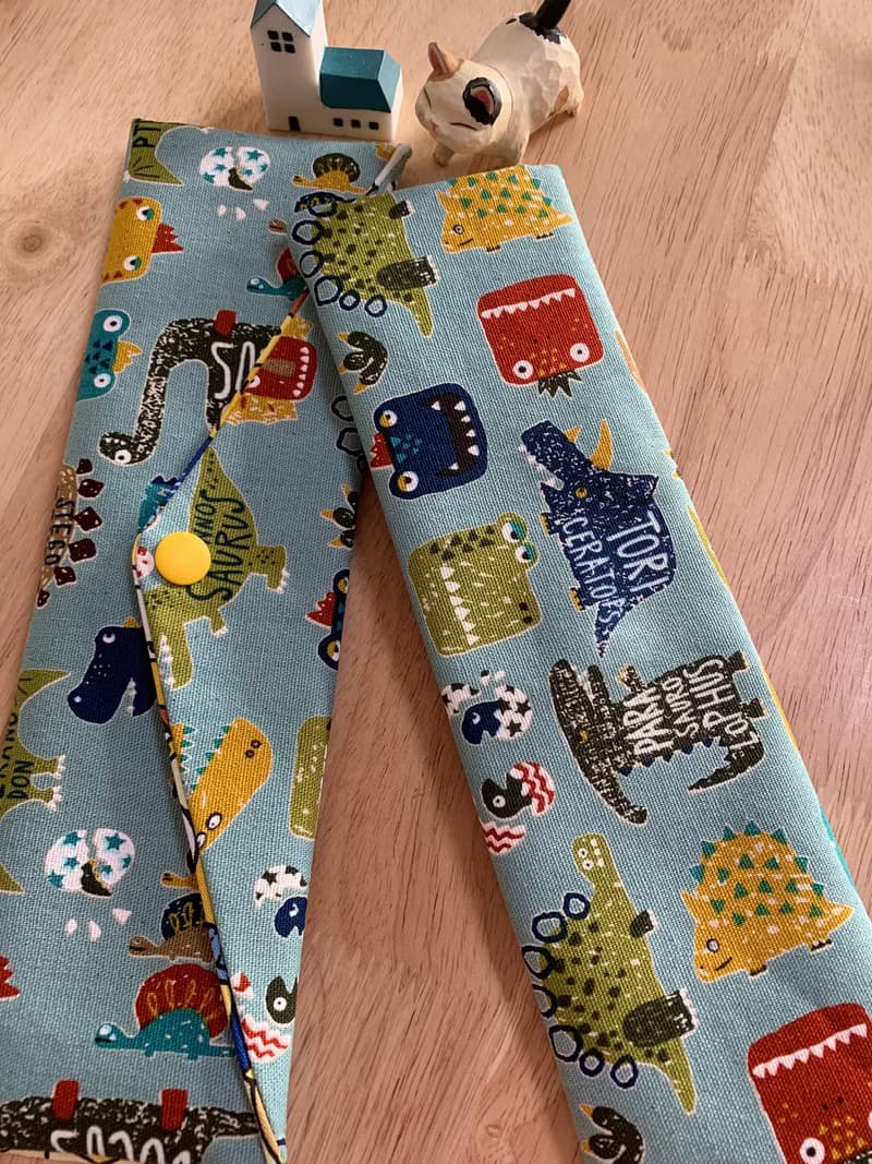 文青風環保纯棉筷袋 摩登侏羅紀 清爽藍 日本  恐龍 潮物 收纳 手