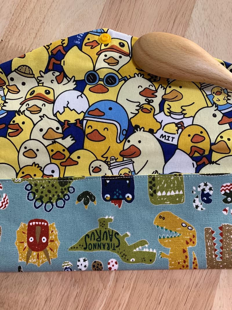 文青風環保纯棉筷袋 摩登侏羅紀 清爽藍 日本  恐龍 潮物 收纳 手