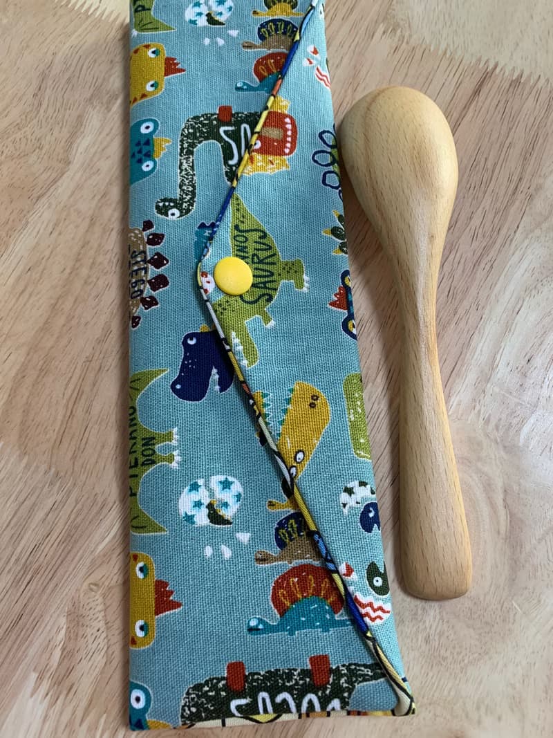 文青風環保纯棉筷袋 摩登侏羅紀 清爽藍 日本  恐龍 潮物 收纳 手