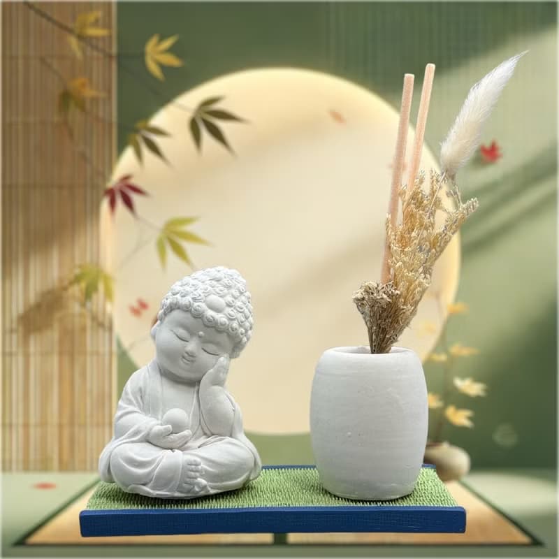 禪風設計 仿真榻榻米版香氛組 淨念吉祥之小佛靜性 居家涼感提升