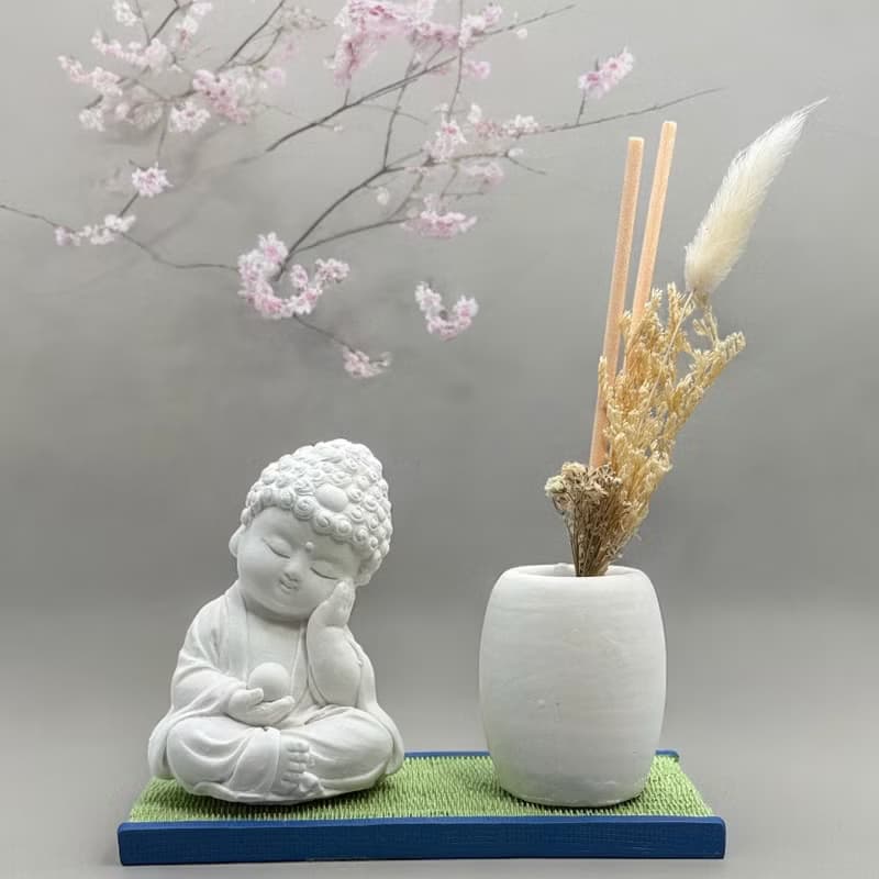 禪風設計 仿真榻榻米版香氛組 淨念吉祥之小佛靜性 居家涼感提升