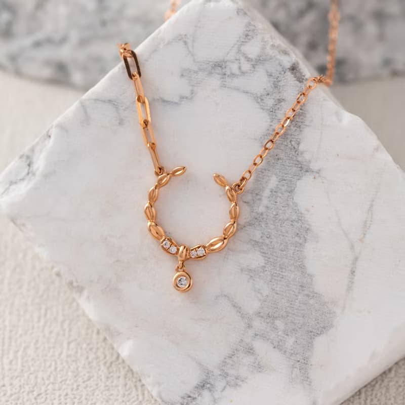 【Jewelry Ya 茱麗葉】- 桂冠女神 - 18K 玫瑰金 圓鑽項鍊