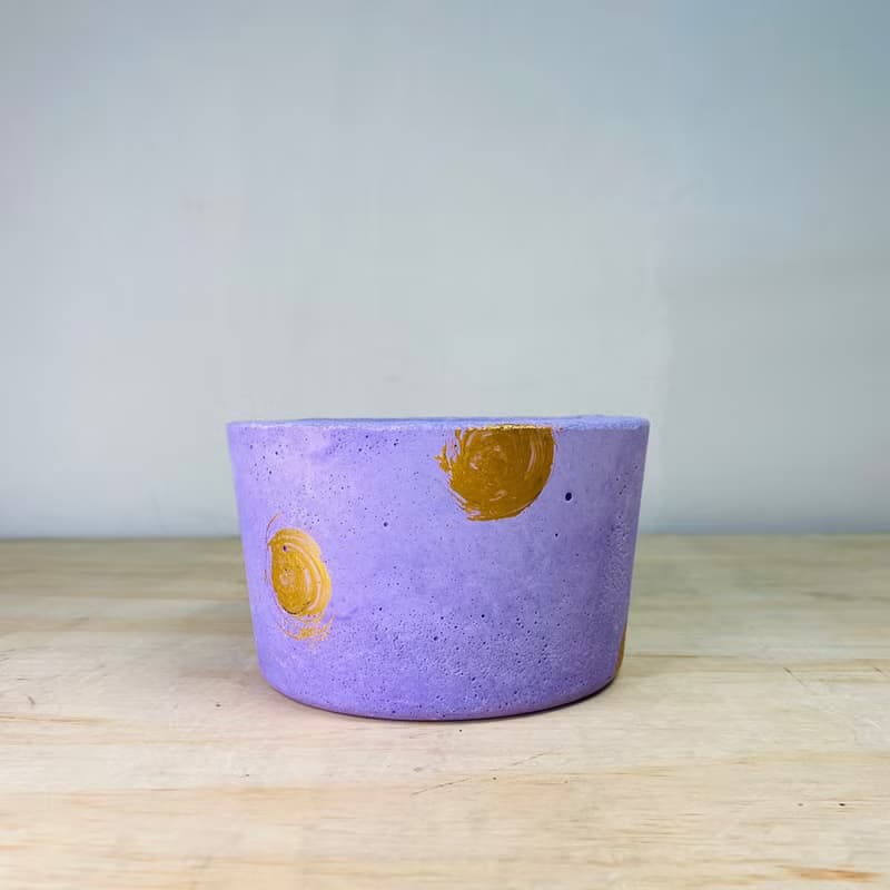 限量單品 手作厚實單品紫色金點水泥盆