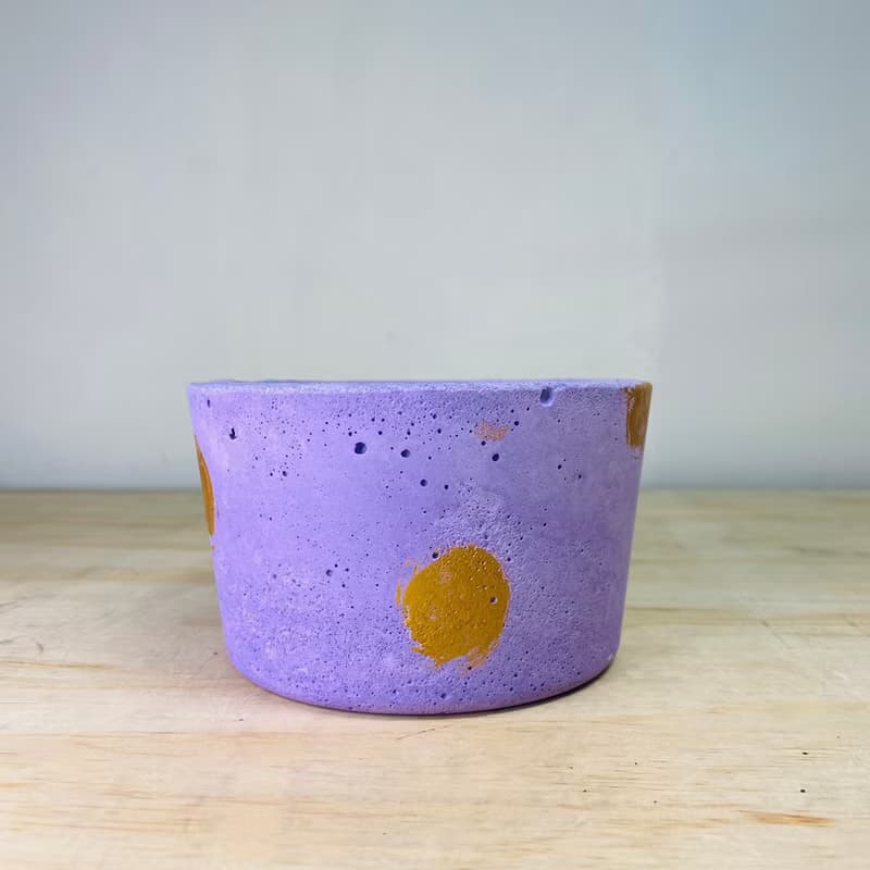 限量單品 手作厚實單品紫色金點水泥盆
