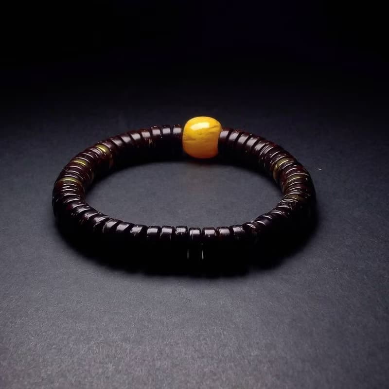 黃蜜蠟搭配椰殼 男手鍊 男手環 手鏈 QBR-00057