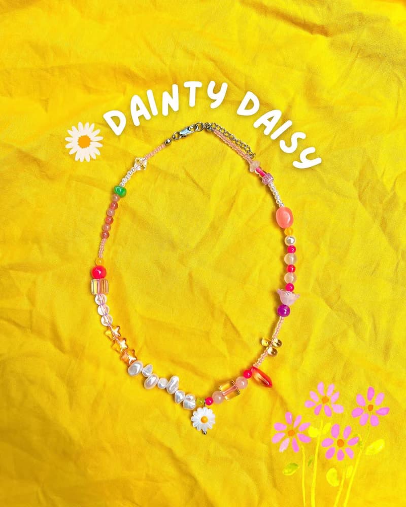 Necklace Dainty Daisy • Daisy Flower Pendant Necklace Pink Colorful Jewelry Seed