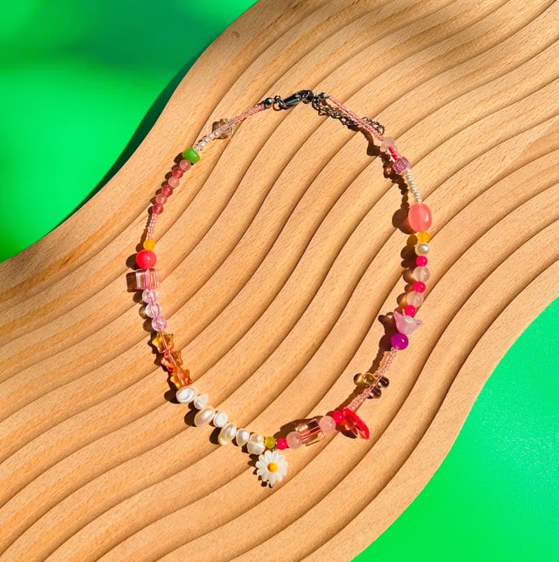 Necklace Dainty Daisy • Daisy Flower Pendant Necklace Pink Colorful Jewelry Seed