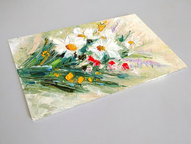 Daisies Bouquet Original Painting Flower Art Floral Impasto Artwork 手工油畫, 油畫原作