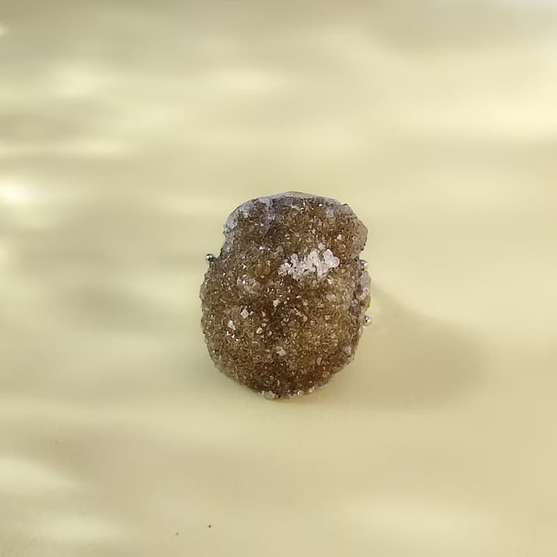 橄欖綠瑪瑙活口戒指 隨形原石標本異象面包款星光手工指環 S925銀