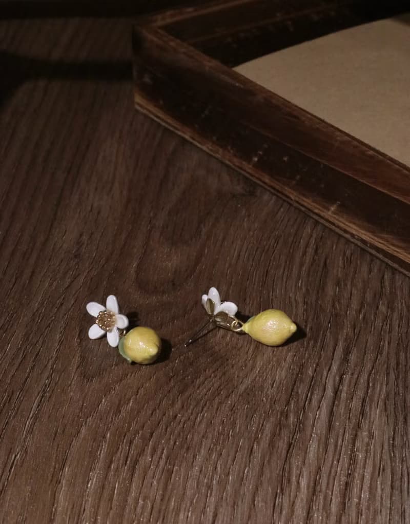 西西里 檸檬之花 耳環 不鏽鋼耳針