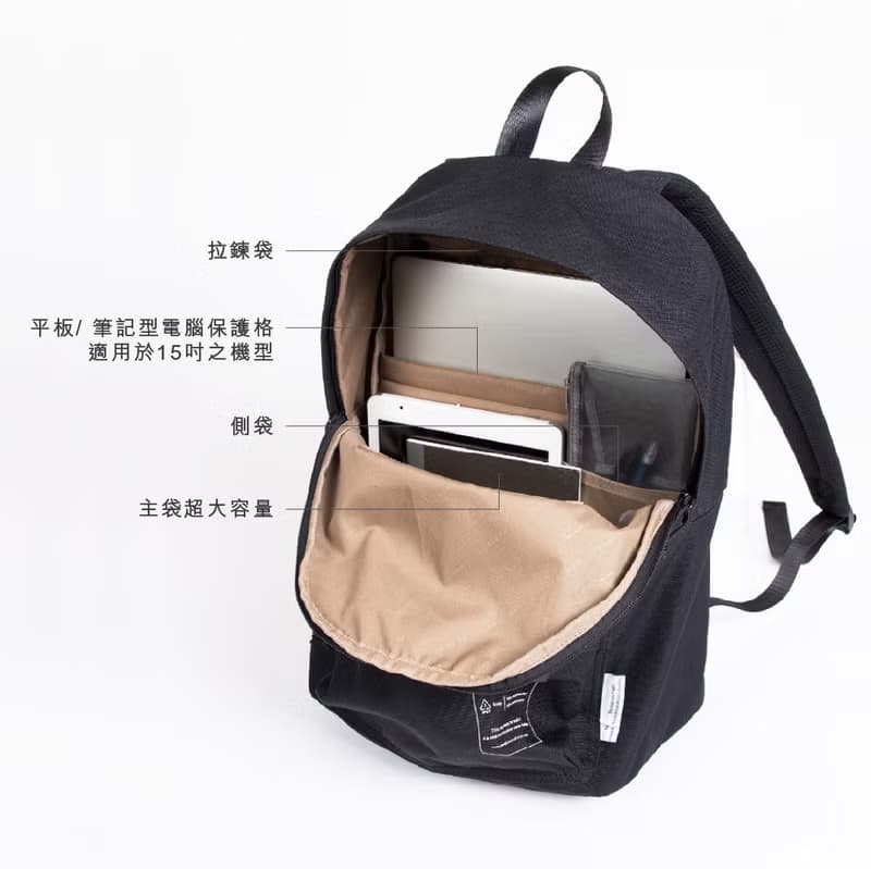 【DOUGHNUT】15吋 防潑水 後背包 經典大學包 水壺格 減壓-灰 RE