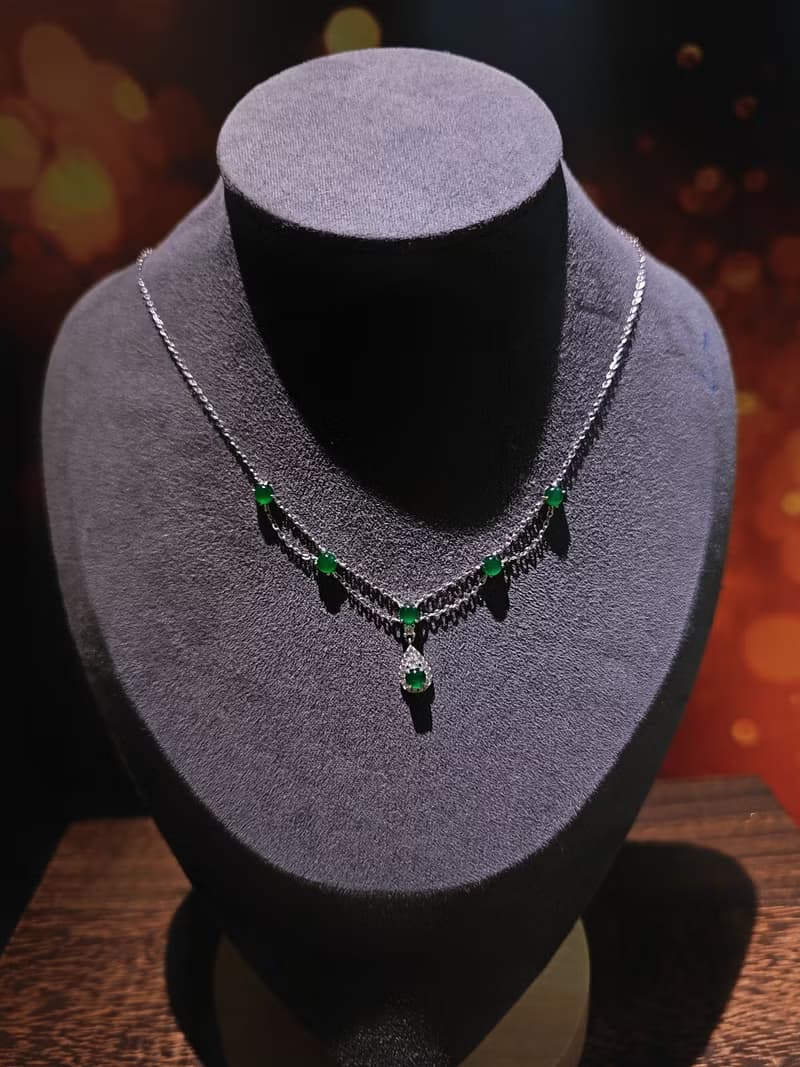 財富•健康|冰綠多顆套鏈|A貨翡翠純銀雙層宮廷風項鍊