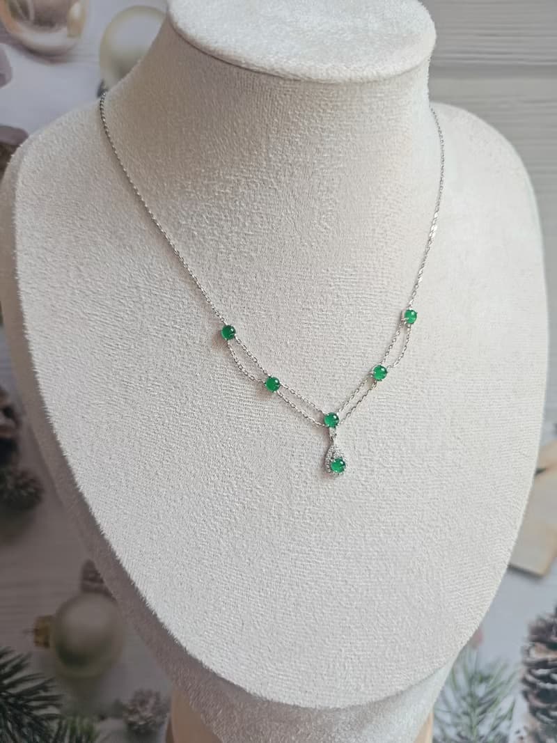 財富•健康|冰綠多顆套鏈|A貨翡翠純銀雙層宮廷風項鍊