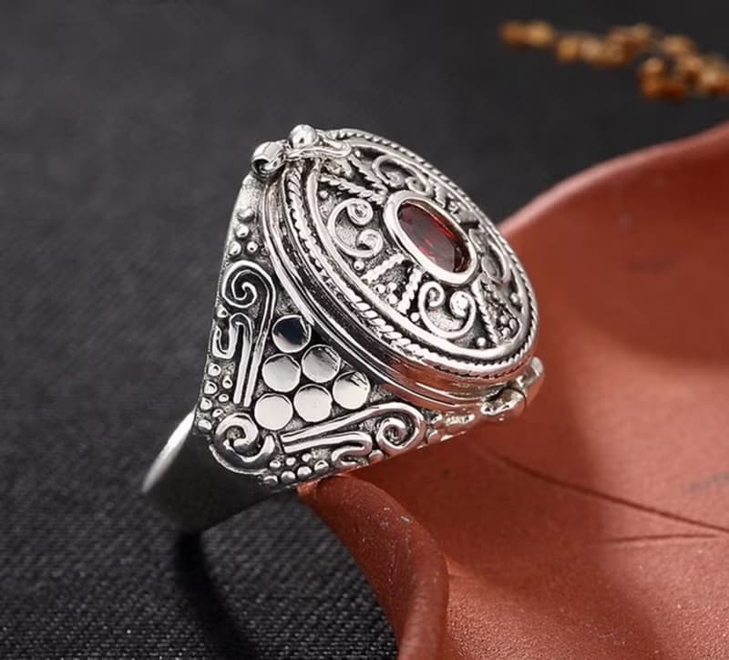 S 925 Sterling Silver Rings Women Vintage Nepal Ethnic Ring Buddhism Openable