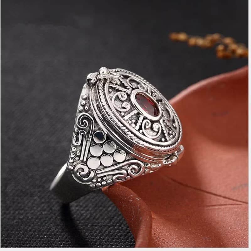 S 925 Sterling Silver Rings Women Vintage Nepal Ethnic Ring Buddhism Openable