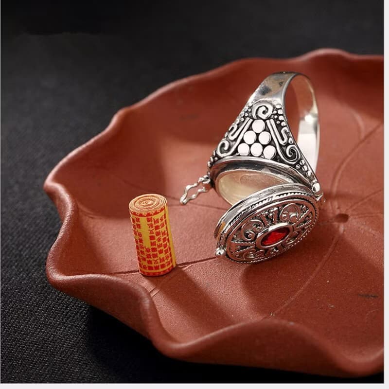 S 925 Sterling Silver Rings Women Vintage Nepal Ethnic Ring Buddhism Openable
