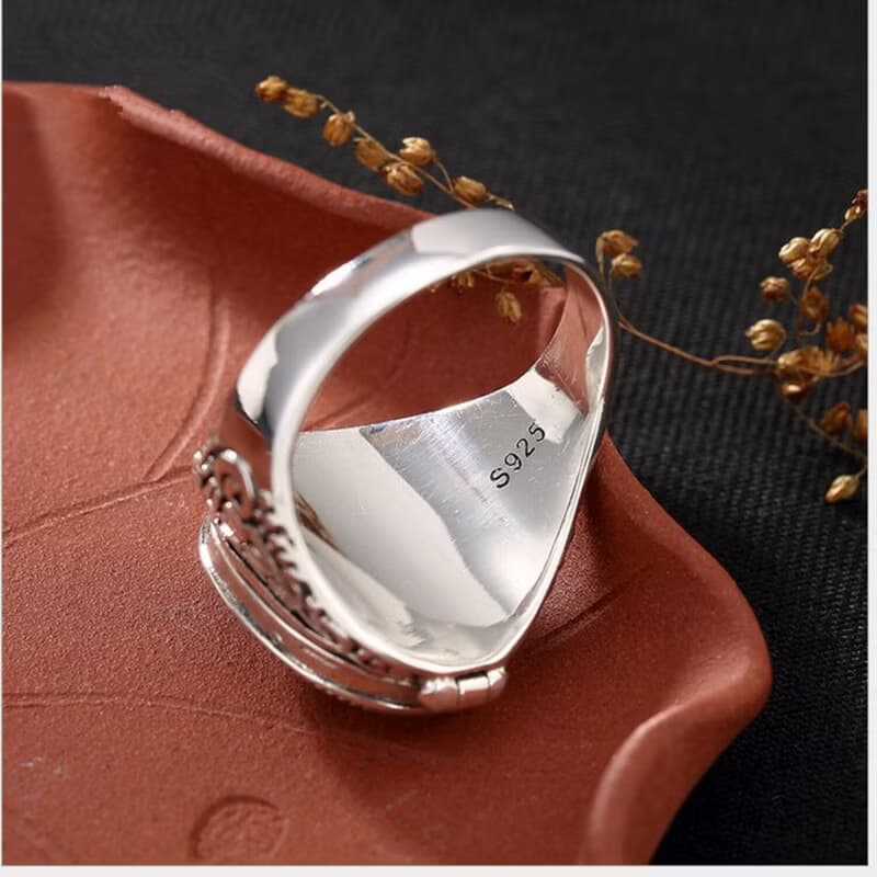 S 925 Sterling Silver Rings Women Vintage Nepal Ethnic Ring Buddhism Openable