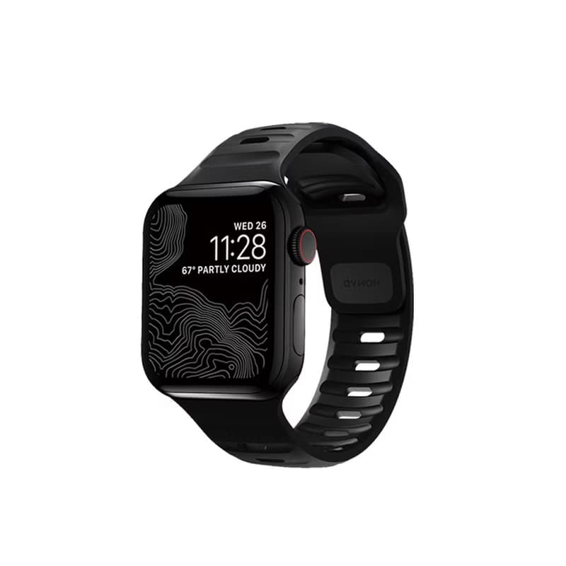 【美國NOMAD】 Apple Watch專用運動風FKM橡膠錶帶-45/44/42mm-黑