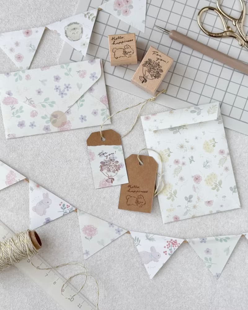 花束をそえて | 2×3cmラバースタンプ　For youのメッセージ入り